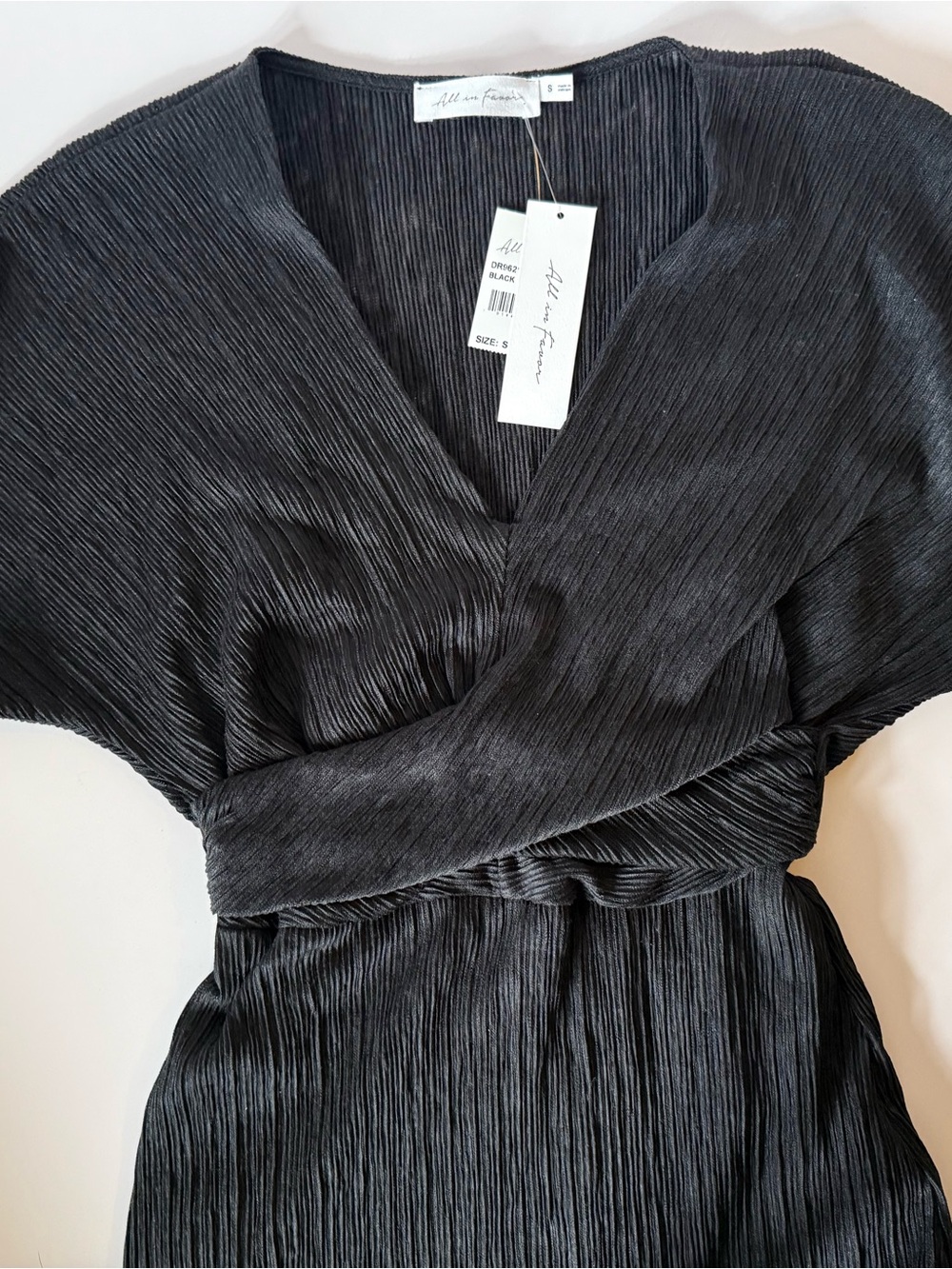 All in Favor Black Midi Wrap Dress